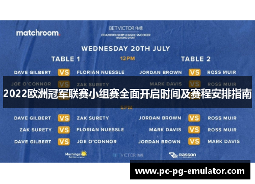 2022欧洲冠军联赛小组赛全面开启时间及赛程安排指南